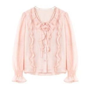 薔薇モチーフフリルボウタイリボンブラウス