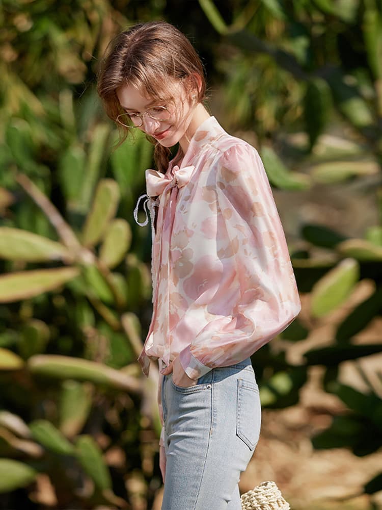 リボンブラウス ボウタイリボン 柔らか優美