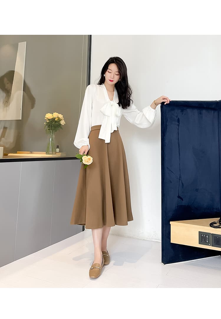 リボンブラウス 優美リボンタイ シルクブラウス