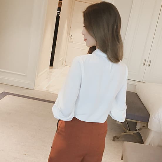 ボウタイリボンブラウス 長袖 きれいめ 