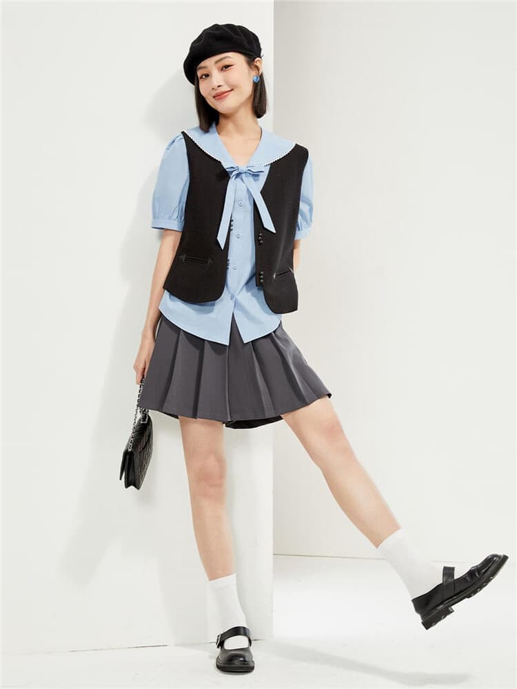 リボンブラウス ボウタイリボン 優美なセーラーリボンブラウス