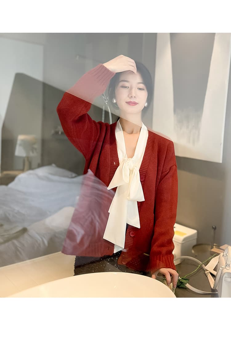 リボンブラウス 優美リボンタイ シルクブラウス