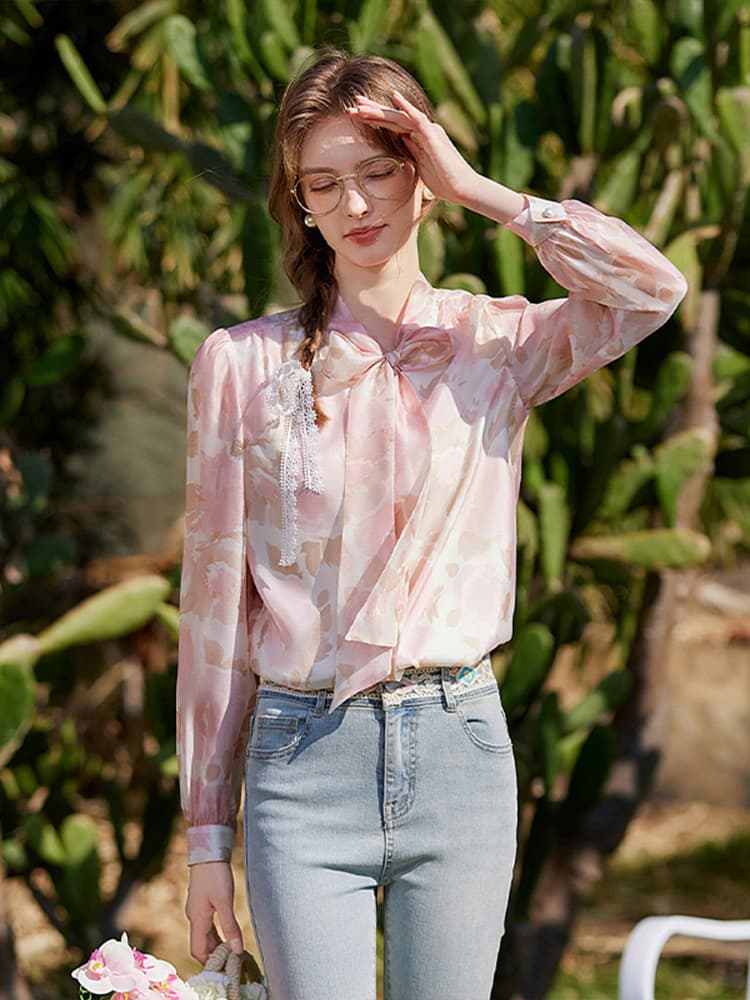 リボンブラウス ボウタイリボン 柔らか優美