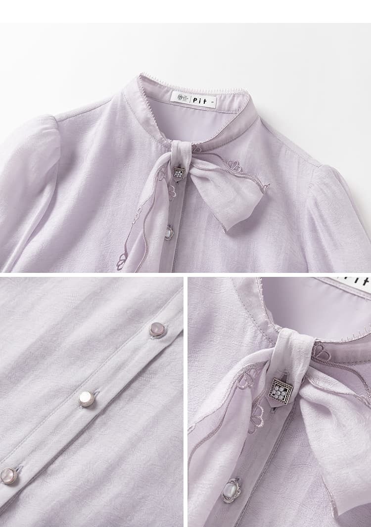 リボンブラウス ボウタイリボン 優美なアシメトリー