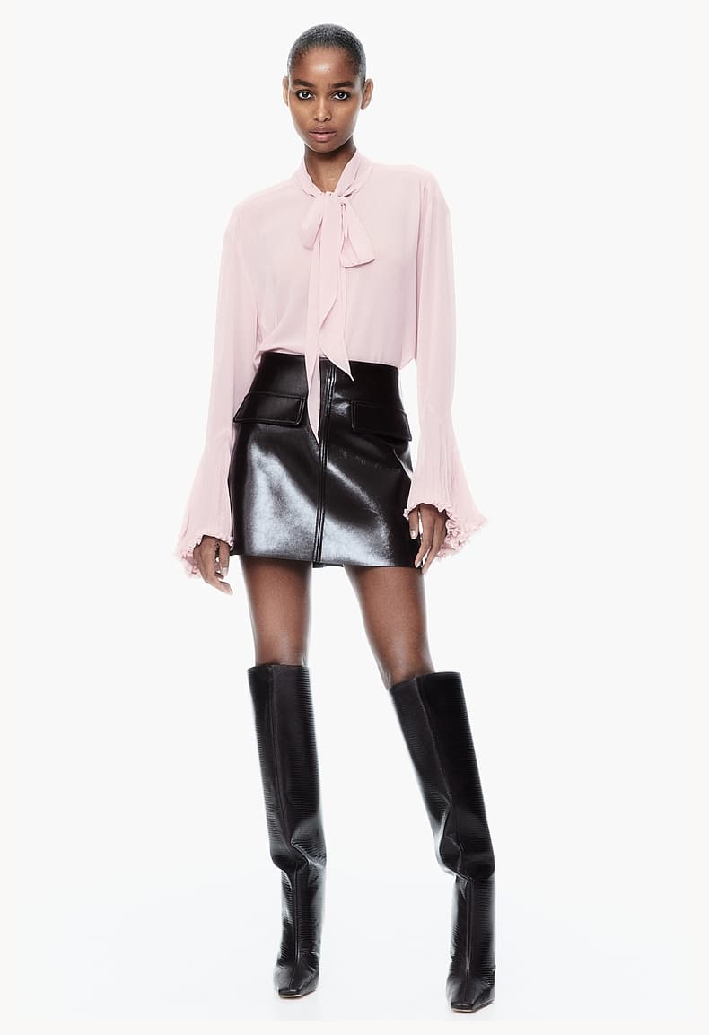 リボンブラウス 優美な結び目 シフォンリボンブラウス