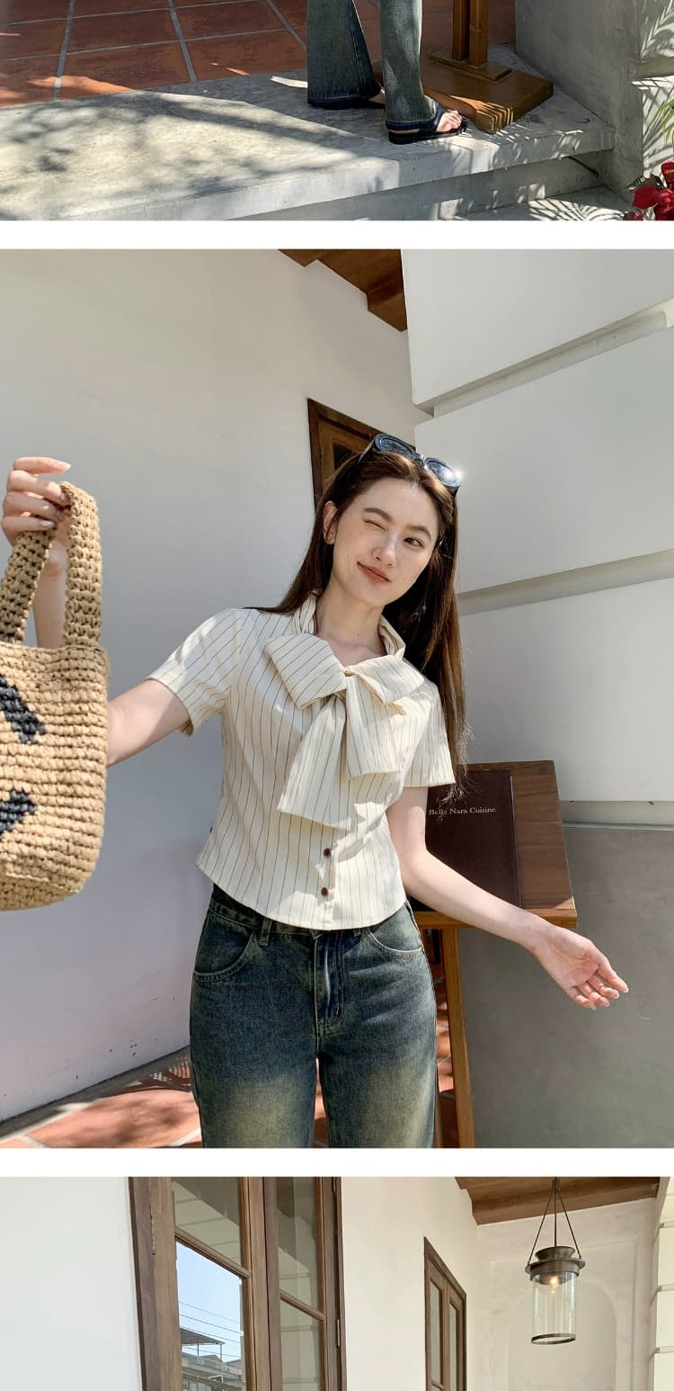 リボンブラウス ビックリボン 優美な襟元 ビッグリボンブラウス