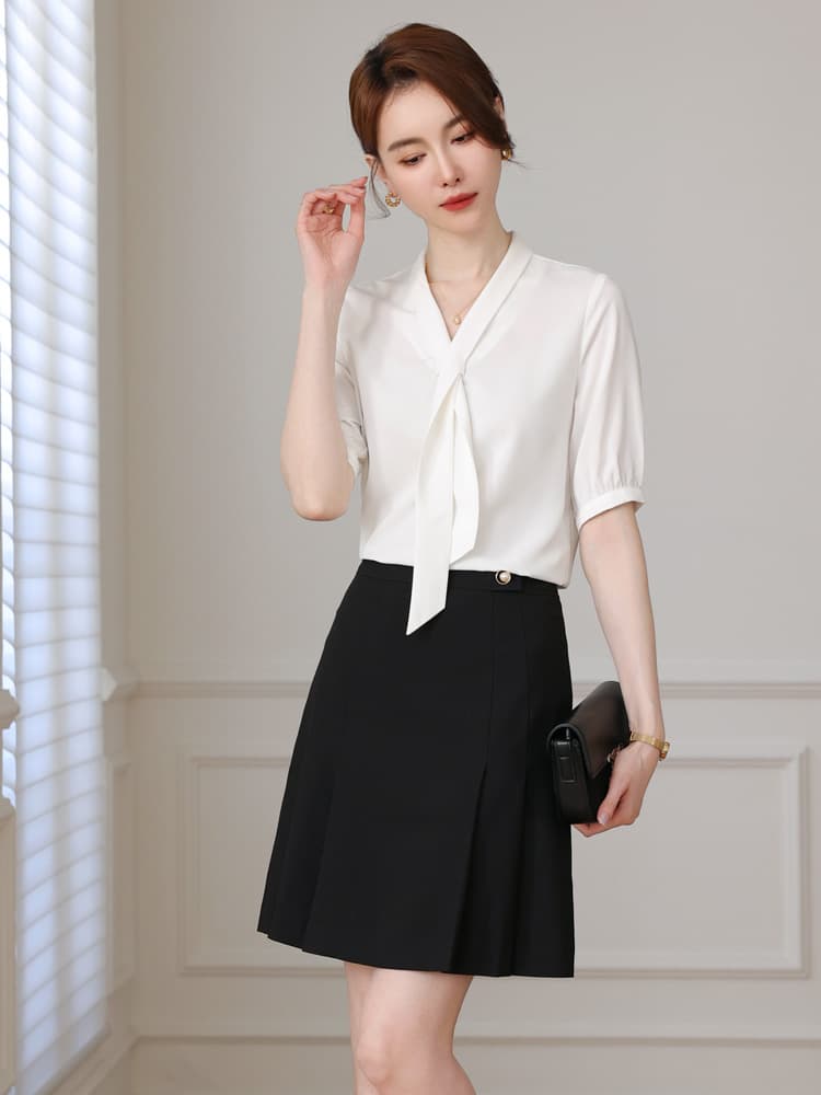 リボンブラウス ボウタイリボン 上品フェミニン ボウタイリボンブラウス