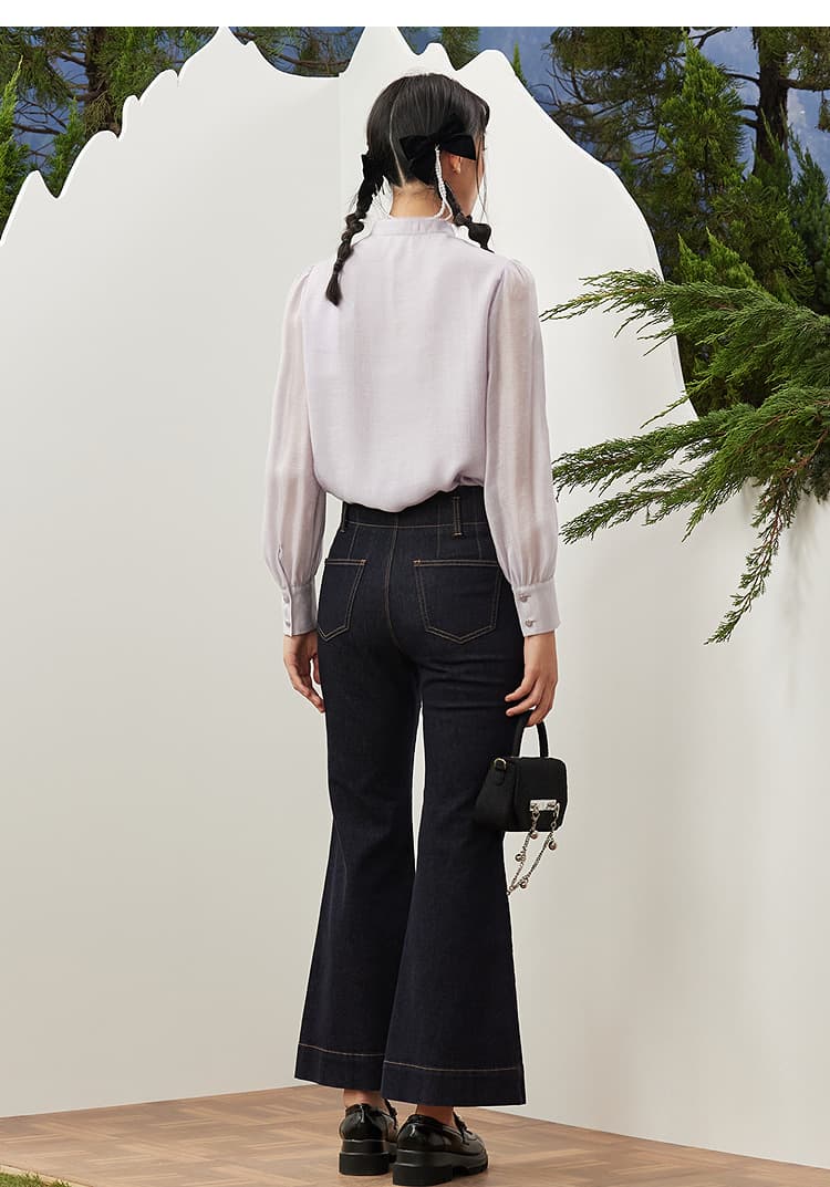 リボンブラウス ボウタイリボン 優美なアシメトリー