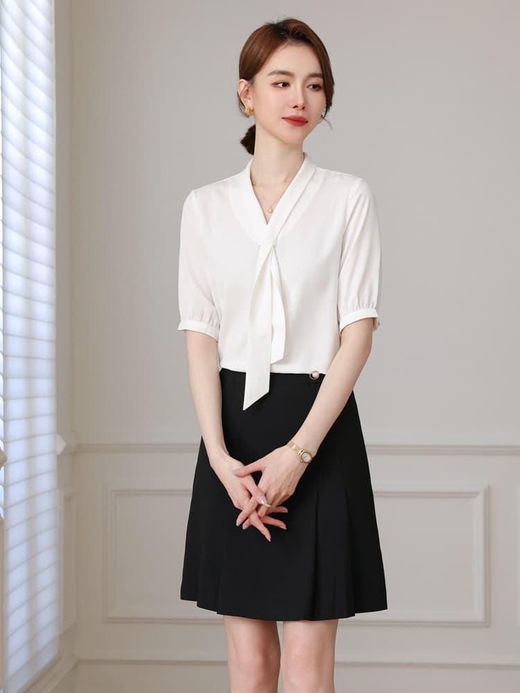 リボンブラウス ボウタイリボン 上品フェミニン ボウタイリボンブラウス