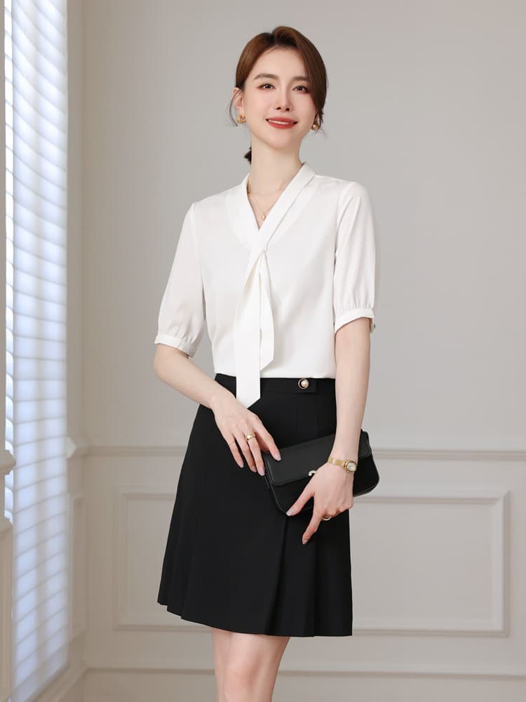 リボンブラウス ボウタイリボン 上品フェミニン ボウタイリボンブラウス