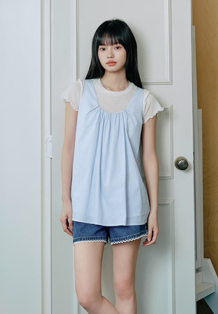 リボンブラウス 背中で結ぶ優美なキャミソール
