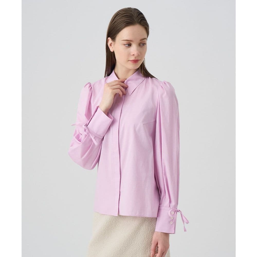リボンブラウス 袖リボン 優美な袖リボンパフスリーブブラウス