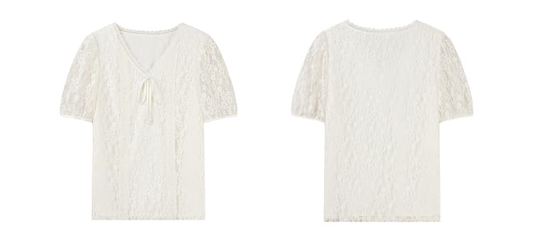 リボンブラウス 優美レース結び フェミニンリボン