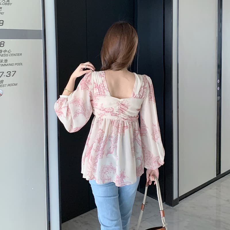 リボンブラウス 優美な結びリボン袖ブラウス