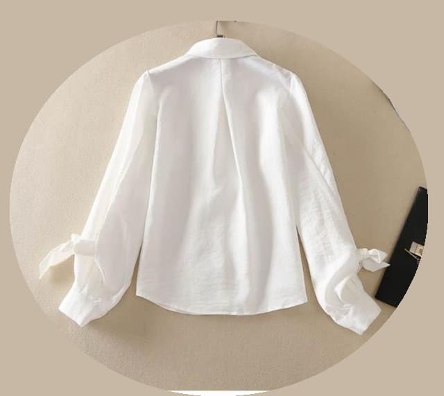 リボンブラウス 袖リボン 上品