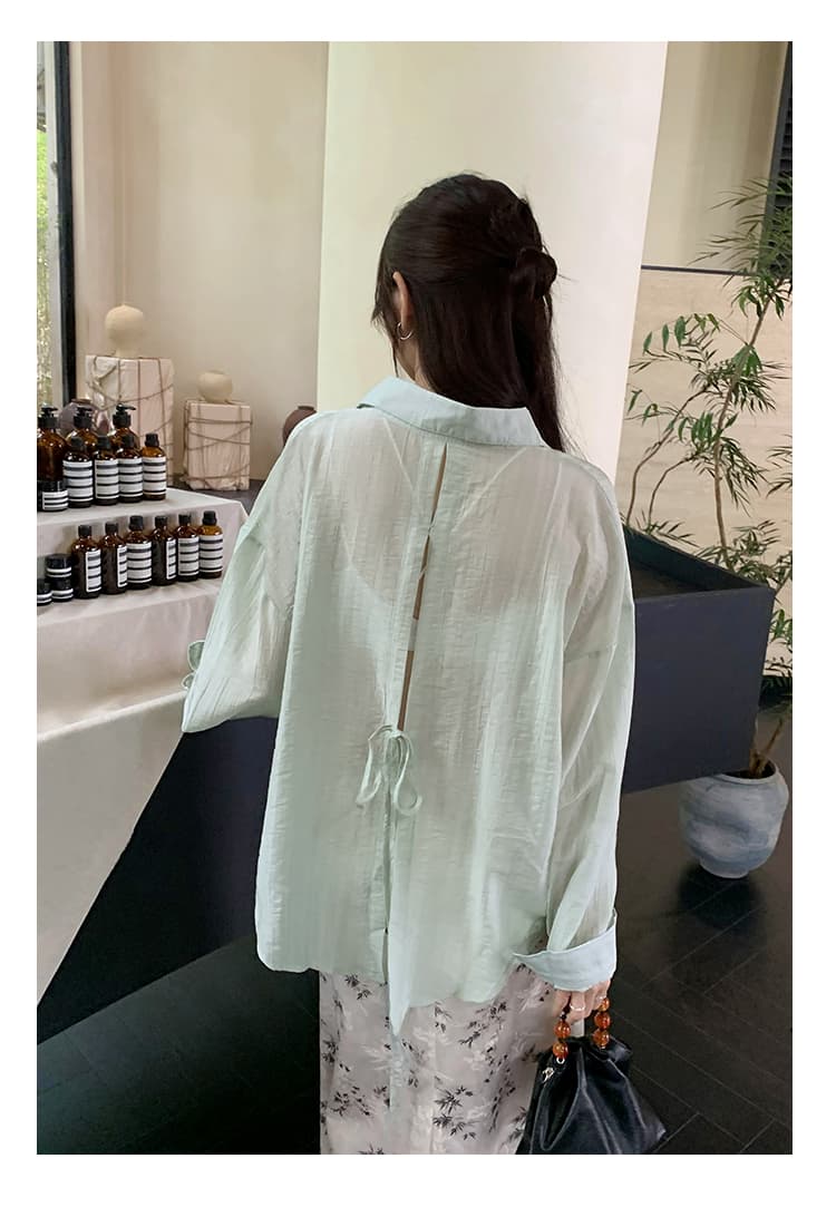 リボンブラウス バックリボン 優美なバックリボンシャツブラウス